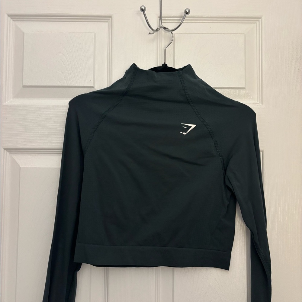 Dark Green Long Sleeve Crop Top